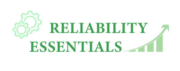 Reliability Essentials logo in green color with gears and rising trend chart